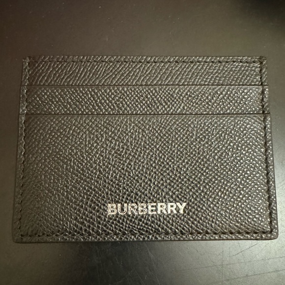 Burberry Sandon Black Grained Leather Check Card Case Wallet NWOT MSRP $280 - Picture 1 of 10